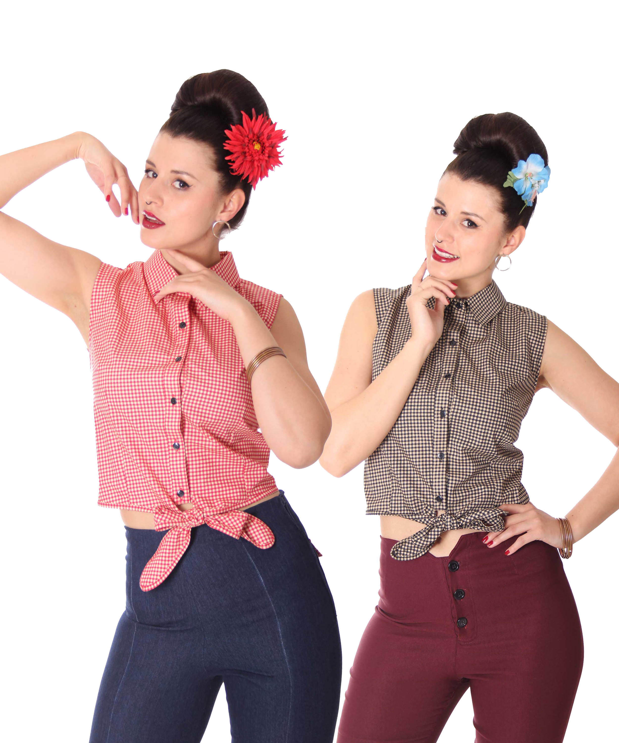 SugarShock Henja 50s Style retro gingham tie blouse | Suicide Glam