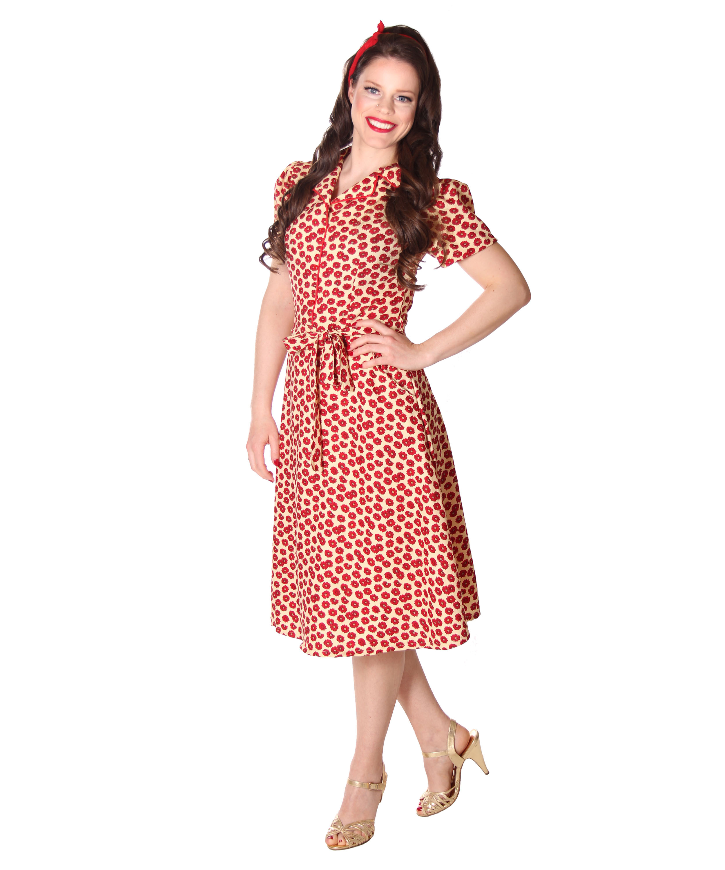 SugarShock Bernadette 60s retro flower shirt dress A-line