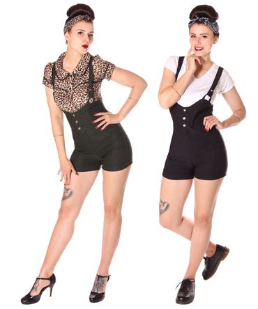 SugarShock Dalisha Suspender High Waist retro Shorts im Uniform Style 5652