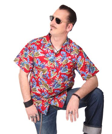 FINE49 retro hibiscus Kahekili Hawaiian flowers shirt Hawaiian