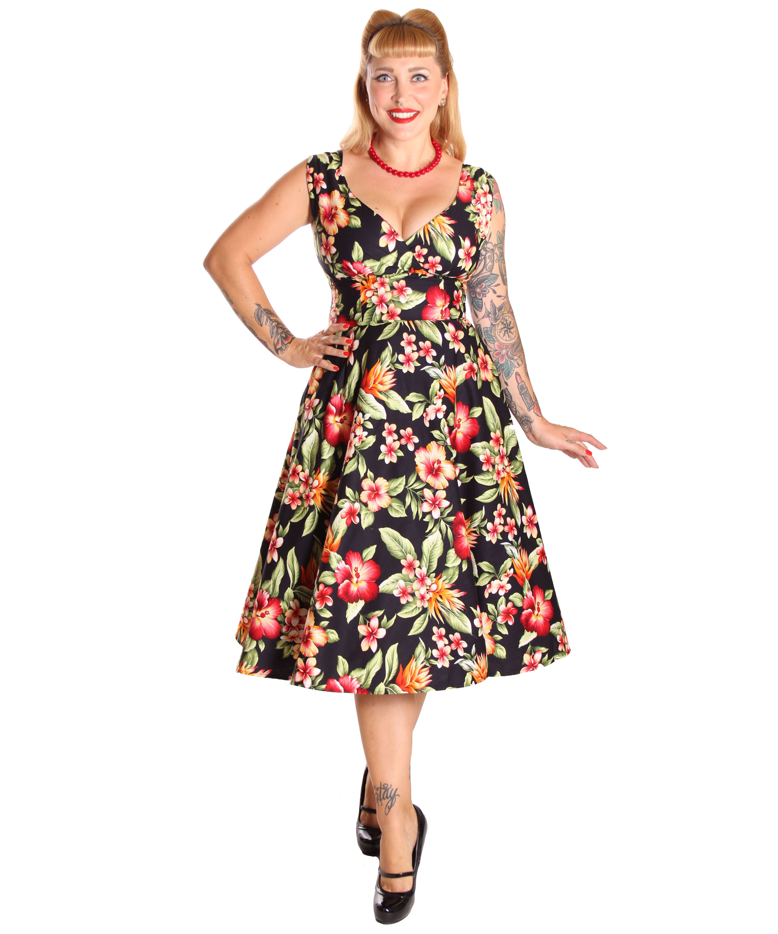 SugarShock Silja 50s Retro Hawaii Flower Rockabilly Petticoat Dress